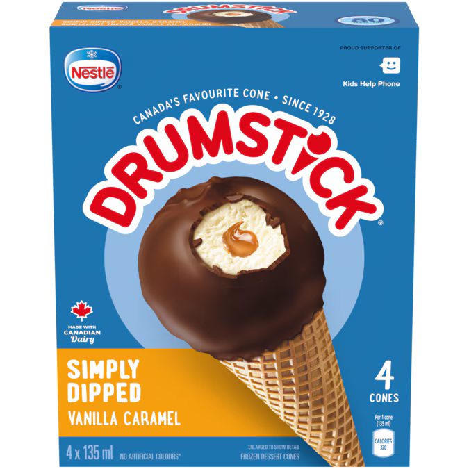 Nestle Drumstick Simply Dipped Vanilla Caramel 4X135ml