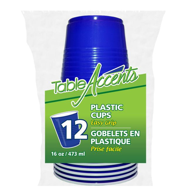 Table Accents 473ml Plastic Cups 12Pcs blue colour