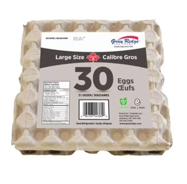 Gray Ridge Large White Eggs 30pk