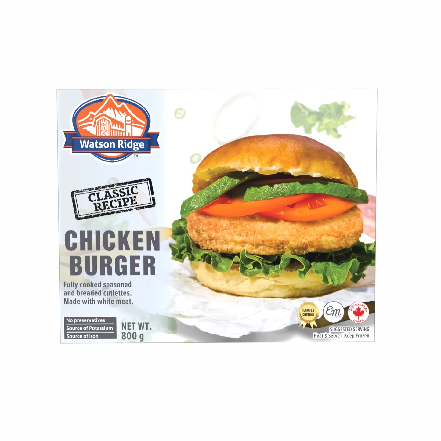 Watson Ridge Classic CHicken Burgers 800g