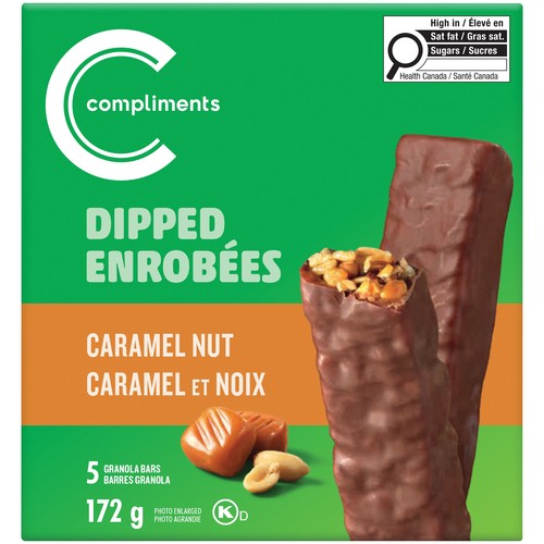 Compliments Dipped Caramel Nut Granola Bars 172g