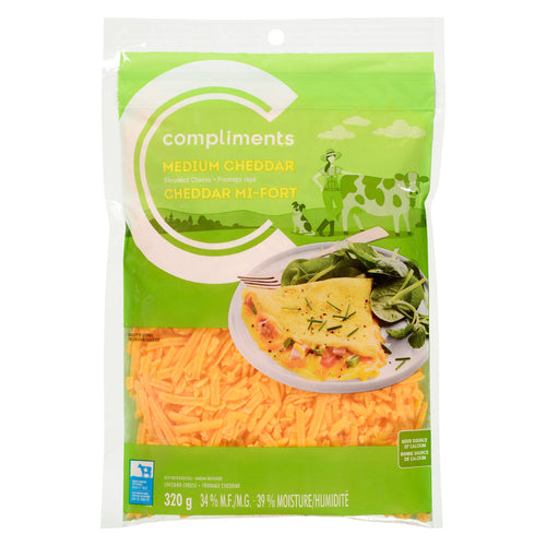Compliments Medium Cheddar Shredded Cheese 320g