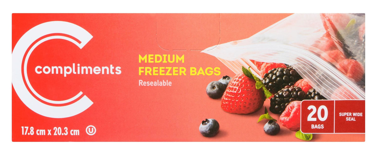 Compliments Medium Freezer Bags 20 Bags