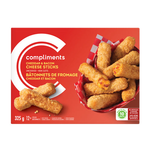 Compliments Cheddar & Bacon Cheese Sticks 353g