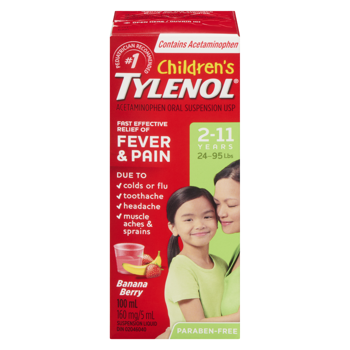 Tylenol Children Fever & Pain Banana Berry 100ml 2-11years