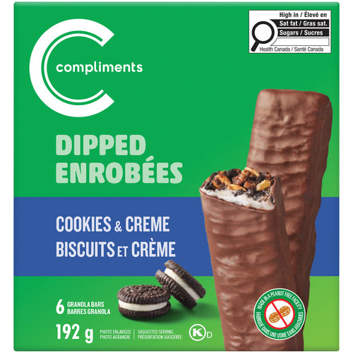Compliments Dipped Cookies & Creme Granola Bars 192g