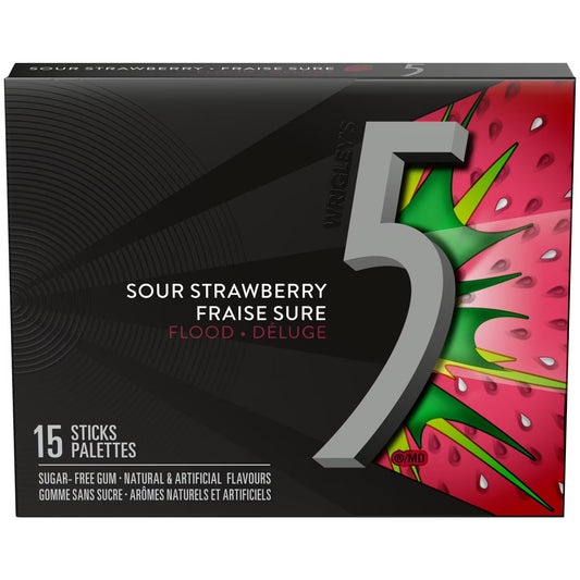 Wrigley's 5 Sour Strawberry 15 Sticks