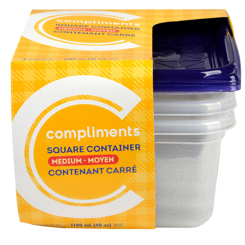 Compliments Medium Sqaure Container 3pcs