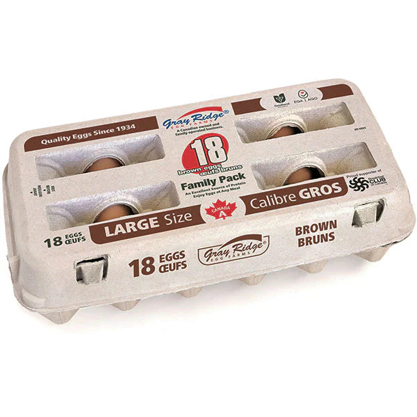 Gray Ridge Large Brown Eggs 18pk