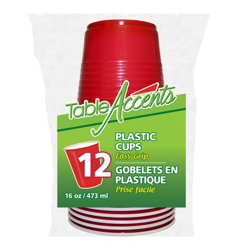 Table Accents 473ml Plastic Cups 12Pcs red colour