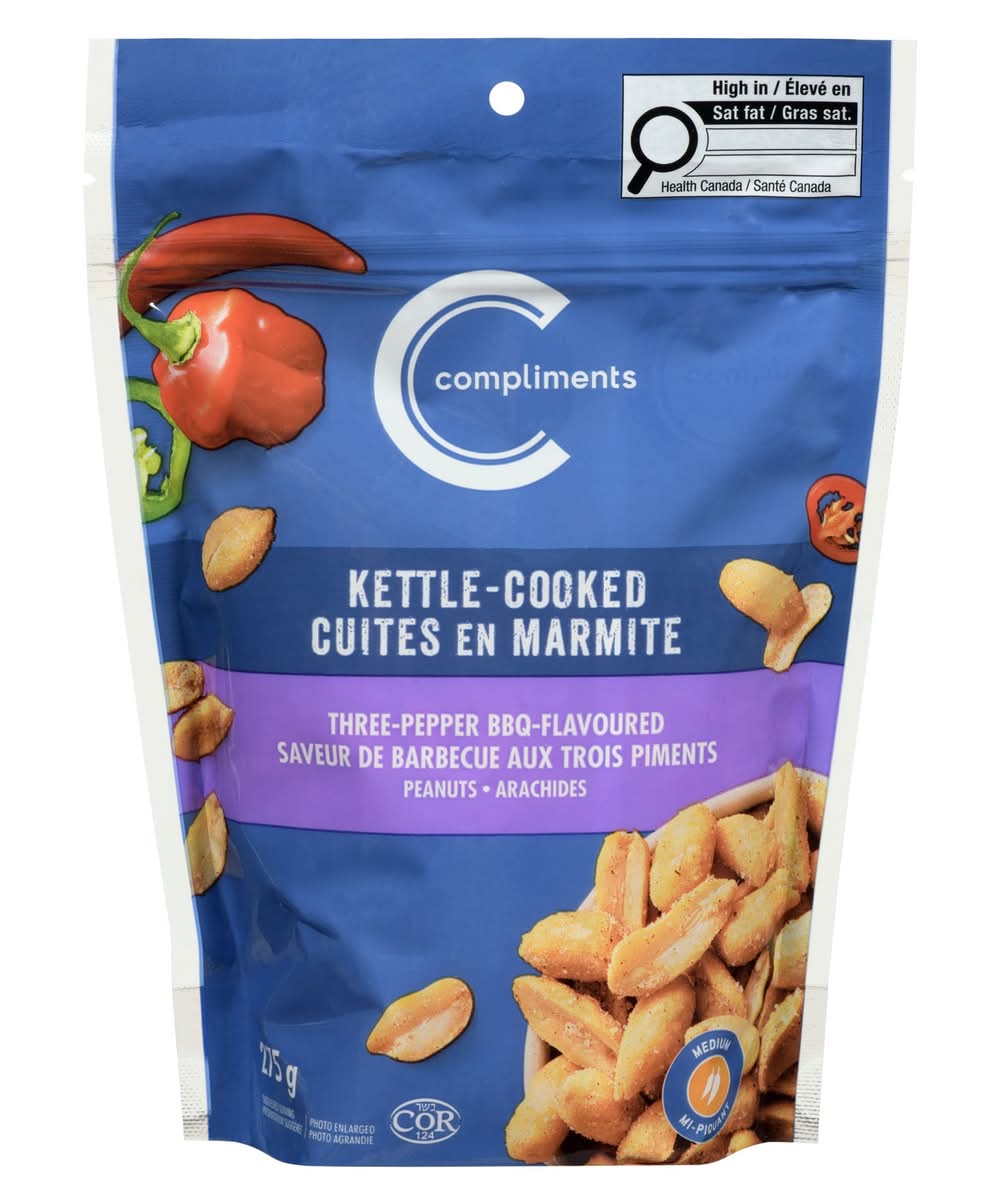 Compliments Kettle Cooked Three-Pepper Bbq Peanuts 275g