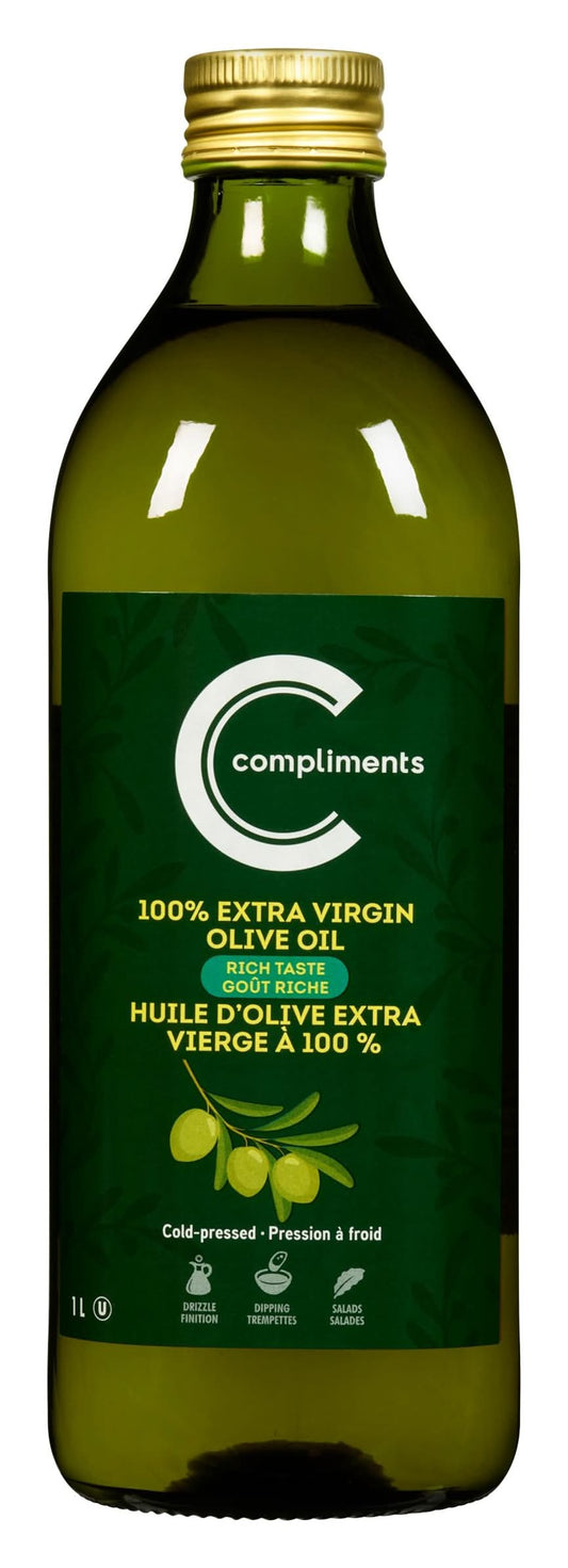 Compliments 100% extra virgin olive oil