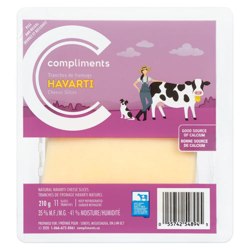 Compliments Havarti Cheese Slices 210g
