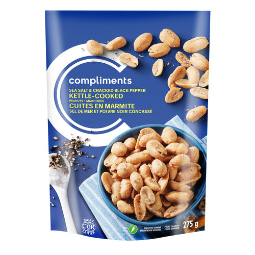 Compliments Kettle Cooked Sea Salt & Black Pepper Peanuts 275g