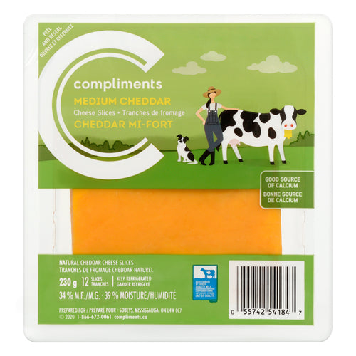Compliments Medium Cheddar Cheese Slices 230g