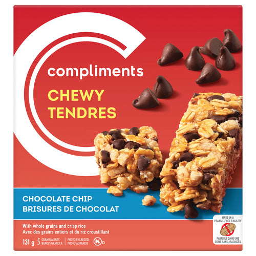 Compliments Chewy Chocolate Chip Granola Bars 131g